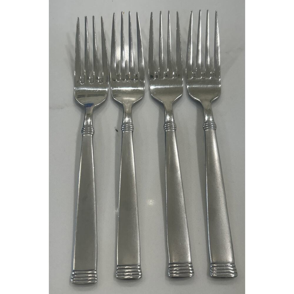 Vtg Wallace NAPOLI-FROST Stainless 18/10 Set of 4 Flatware 8” Dinner Forks